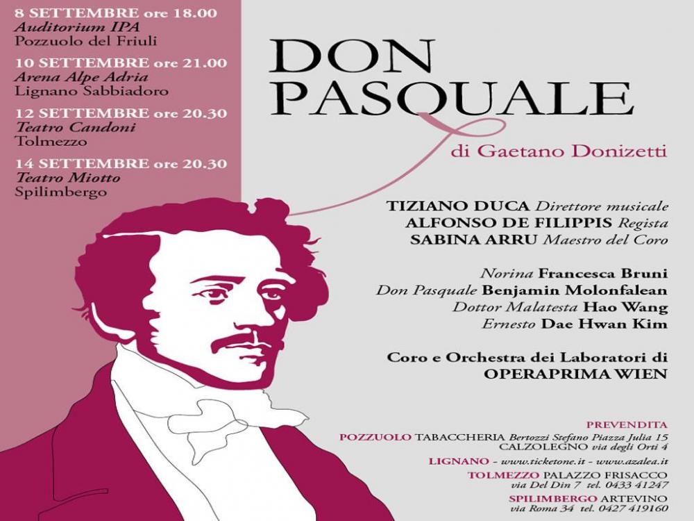 Don Pasquale opera di Gaetano Donizetti a Lignano