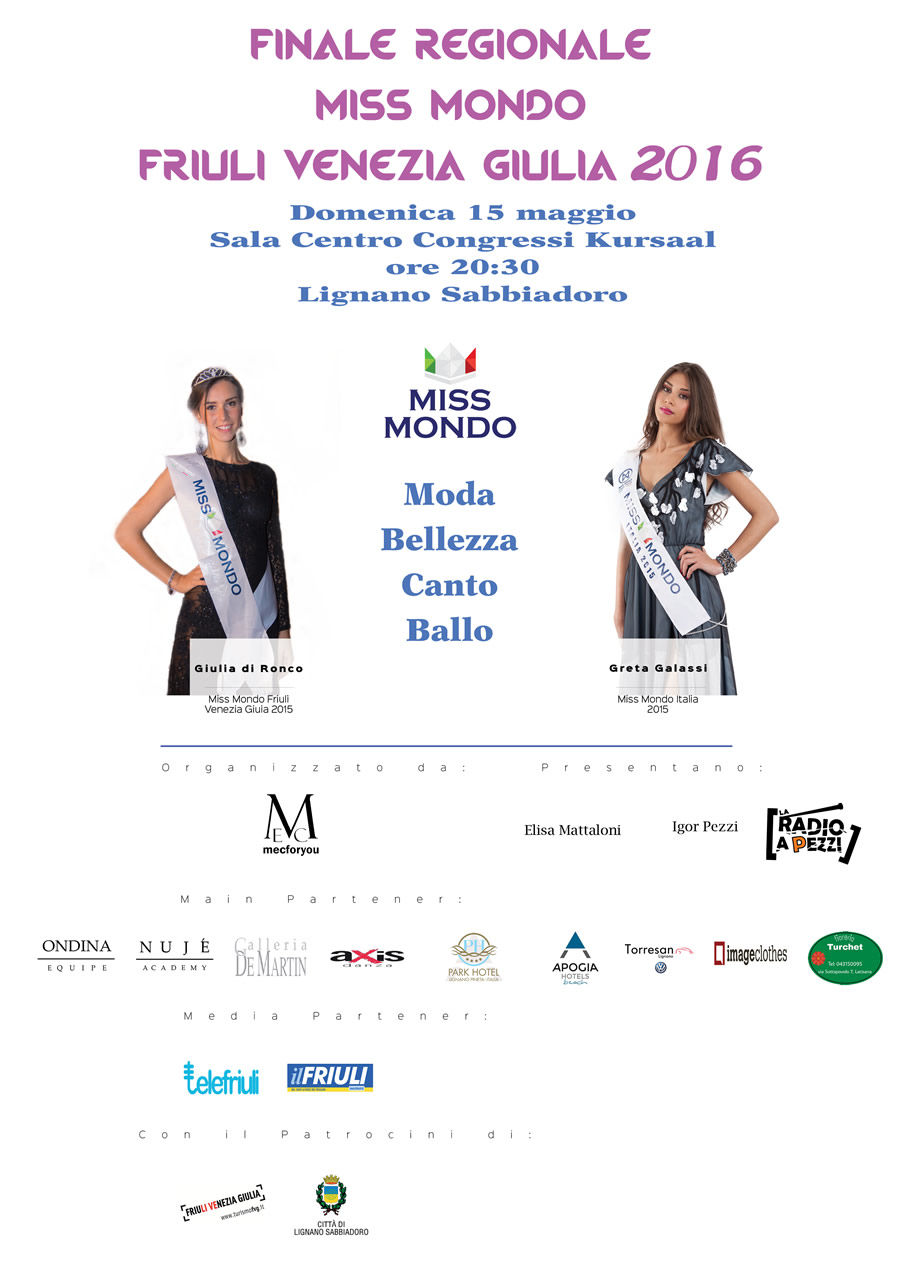 Finale miss mondo Friuli Venezia Giulia