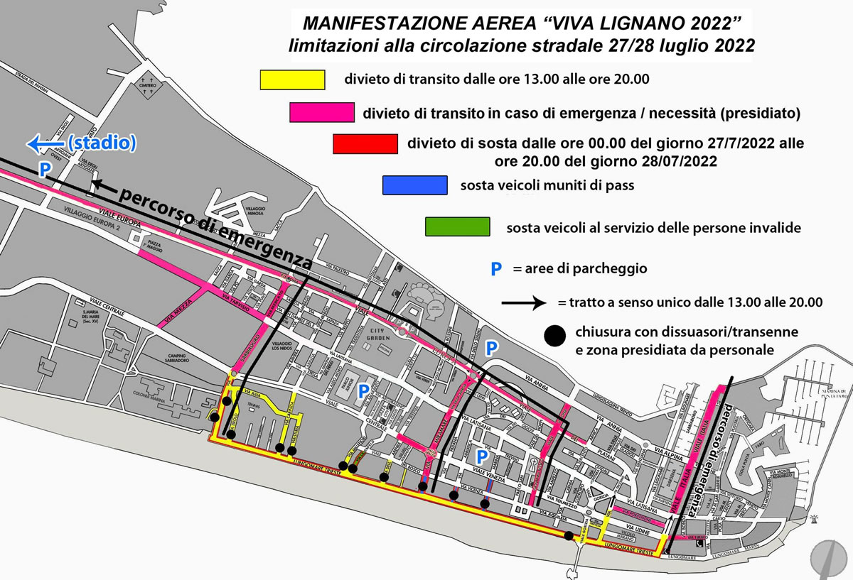 Viabilità della città frecce tricolori Lignano