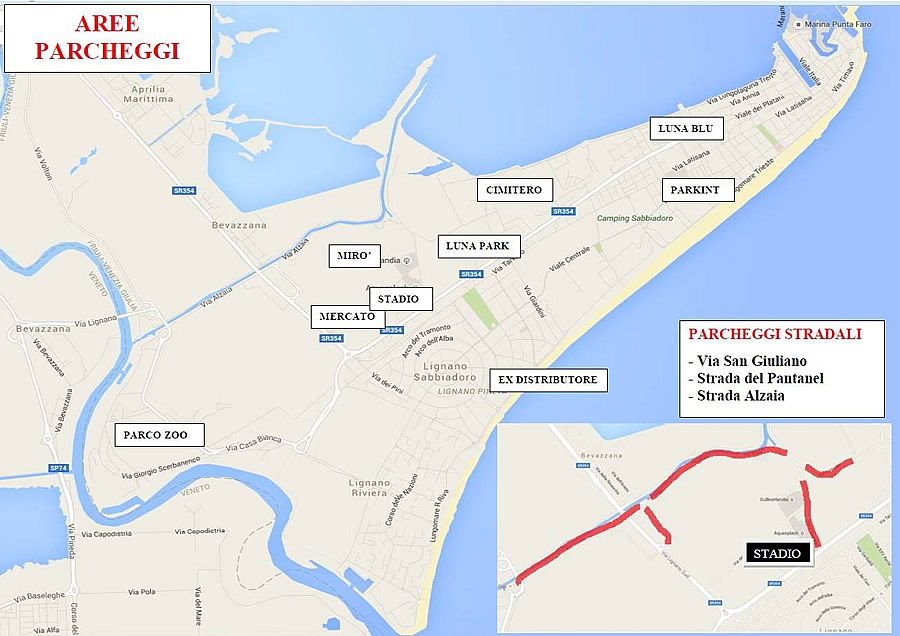 Vasco rossi mappa parcheggi Lignano